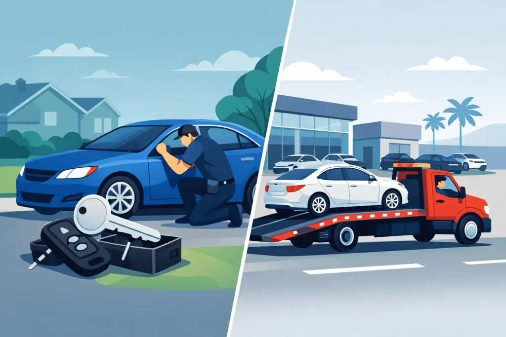 Onsite Locksmith Versus Towing to Dealership