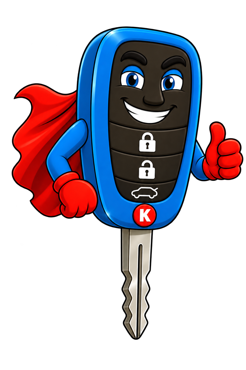 KEYRO car-key mascot giving a thumbs-up